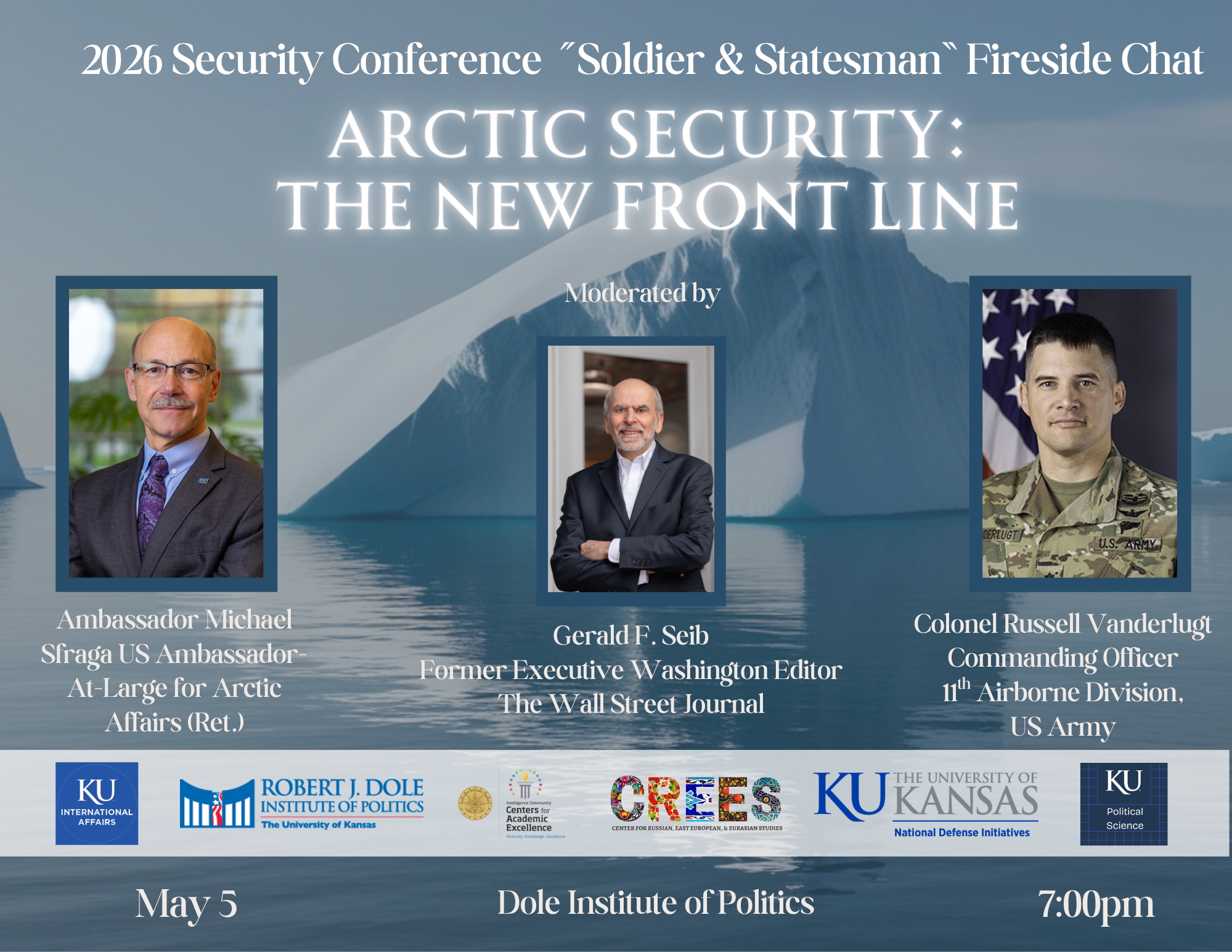 Flyer for the 2026 Security Conference "Soldier & Statesman" fireside chat moderated by Gerald F. Seib.